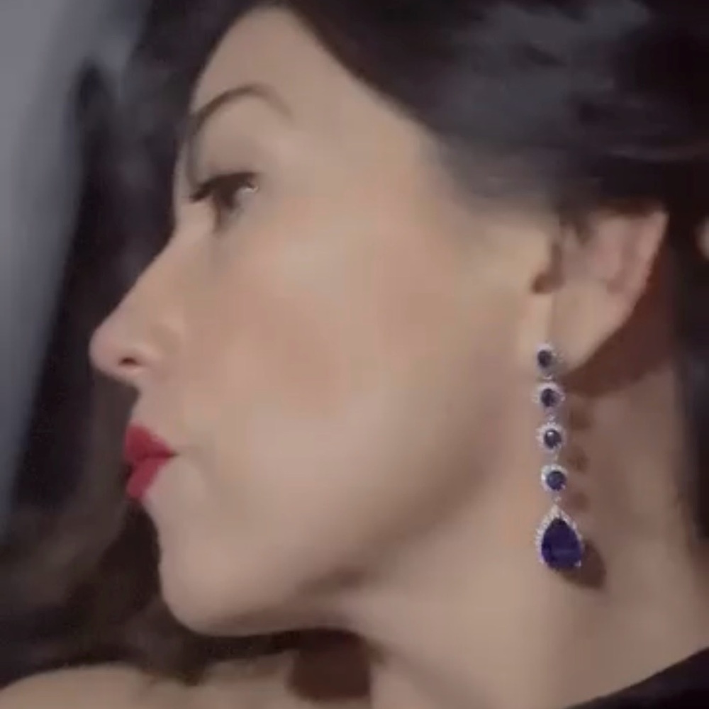 Luxury Sapphire Blue Earrings 14k gold